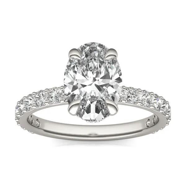 Oval Custom Hidden Halo Bold 3/4 Eternity Engagement Ring Setting